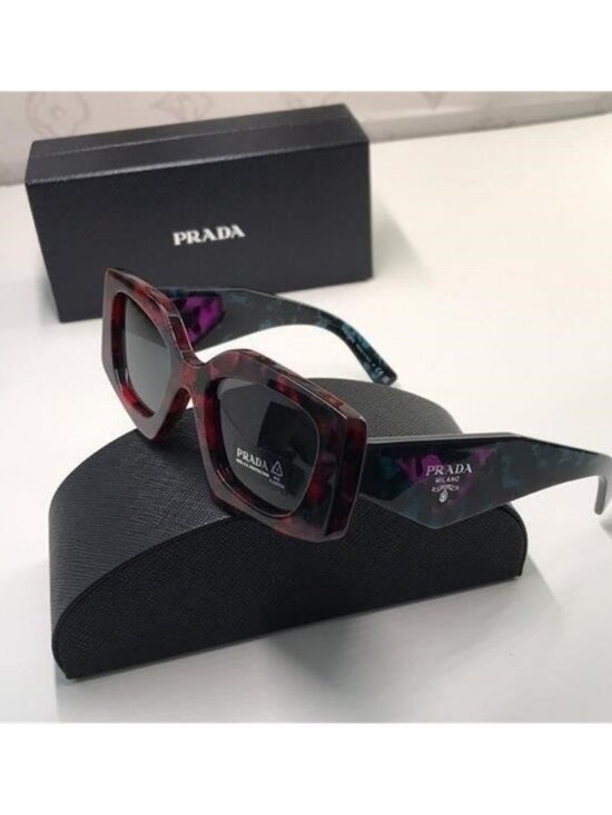 New Authentic Prada Red Tortoise Shell Sunglasses main image 4